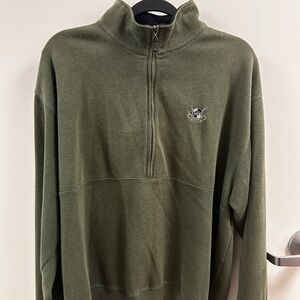 Vintage Green Half-Zip Sweater with embroidered logo